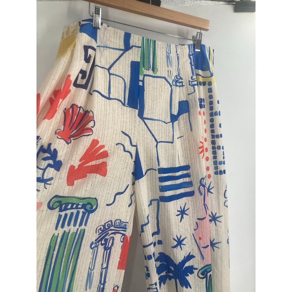 Fashion Nova Walking On Sea Shells Wide Leg Pants 1X Multicolored Resort Beach - Picture 5 of 12